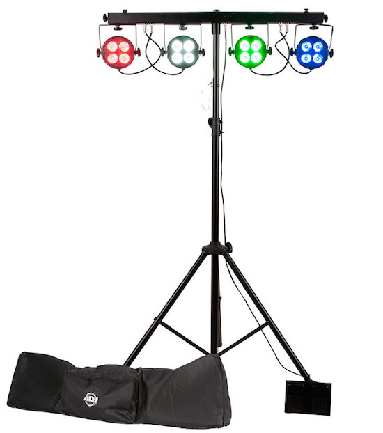 STARBAR WASH System Includes powered bar, 4 LED pars, stand, foot control,  bag