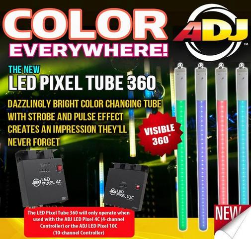 DJ LED TUBE 360 4C SYSTEM with 4x LED color changing tubes & Pixel Controller