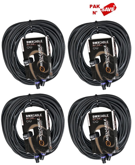 4x 3-Pin DMX Cable bundle, 5 foot each